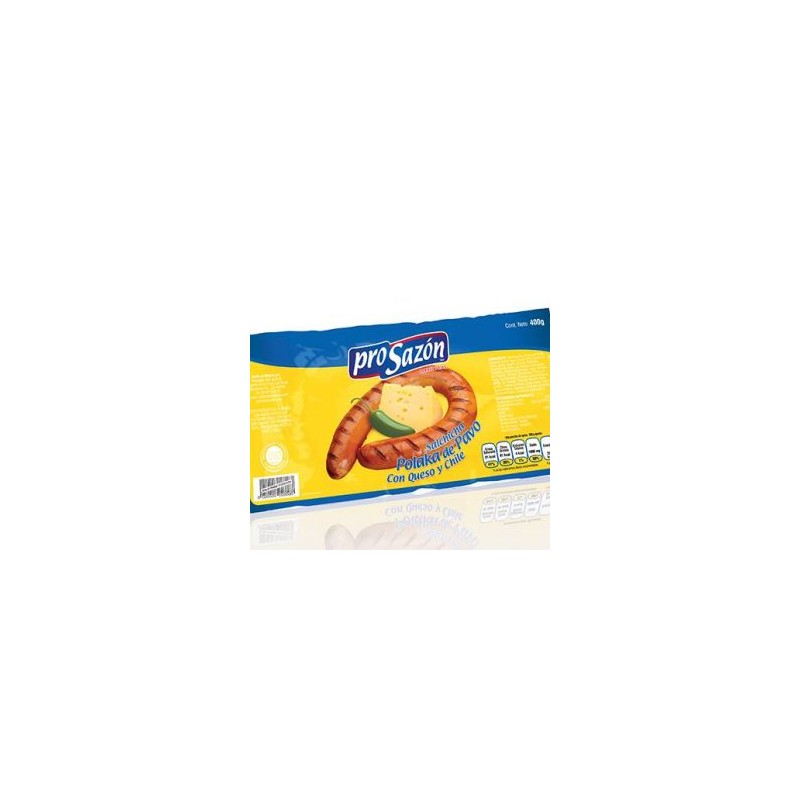 SALCHICHA POLAKA QUESO Y CHILE 400GR PROSAZON
